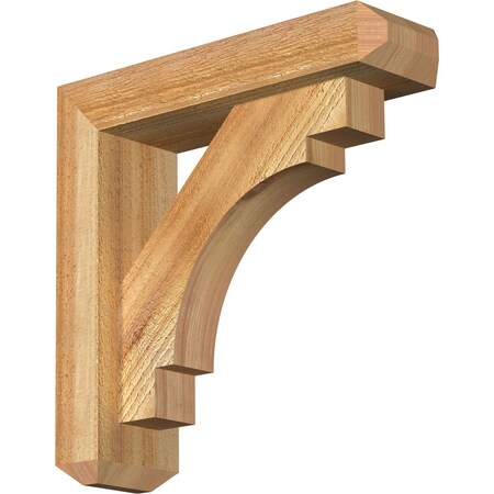 Merced Craftsman Rough Sawn Bracket W/ Offset Brace, Western Red Cedar, 4W X 14D X 14H